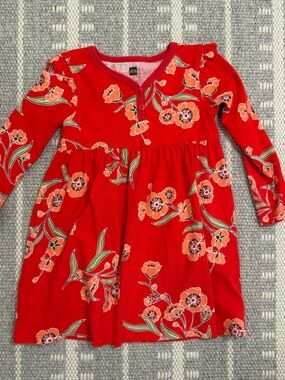 Tea Collection Henley Floral Long Sleeve Dress Size 3